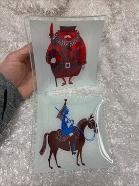 Vintage mid century trinket dishes lot of 2 man and horse